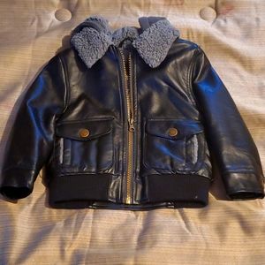 Kids Hoodie Leather Jacket